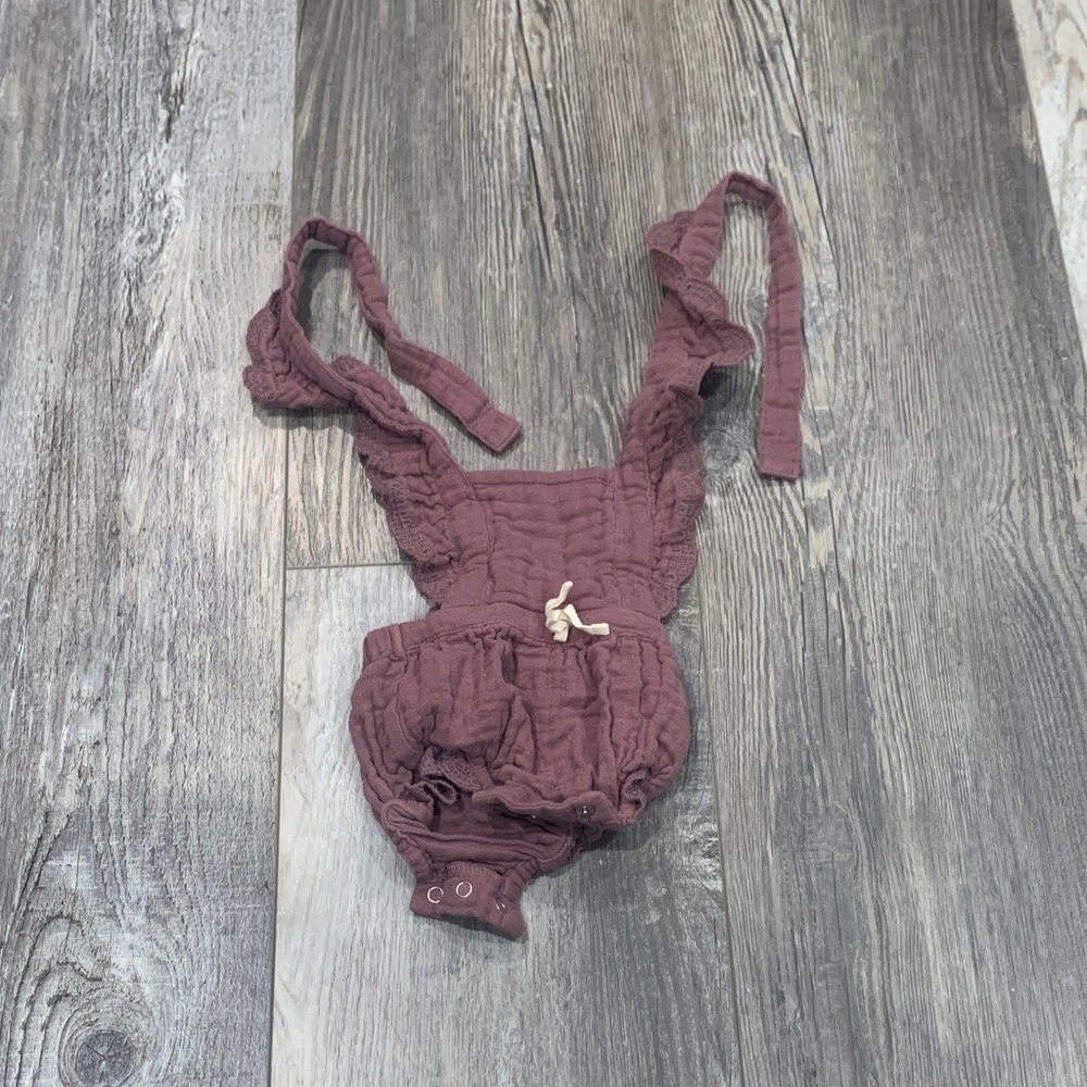 Jamie Kay Purple Baby Romper with Ruffle Straps
